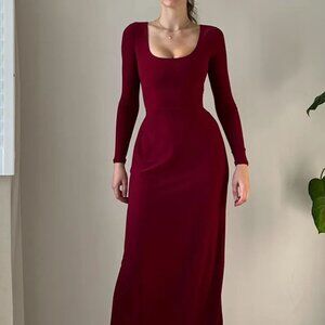 Full Size Tied Long Sleeve Bodycon Midi Dress Plus Size | New Evening Dress